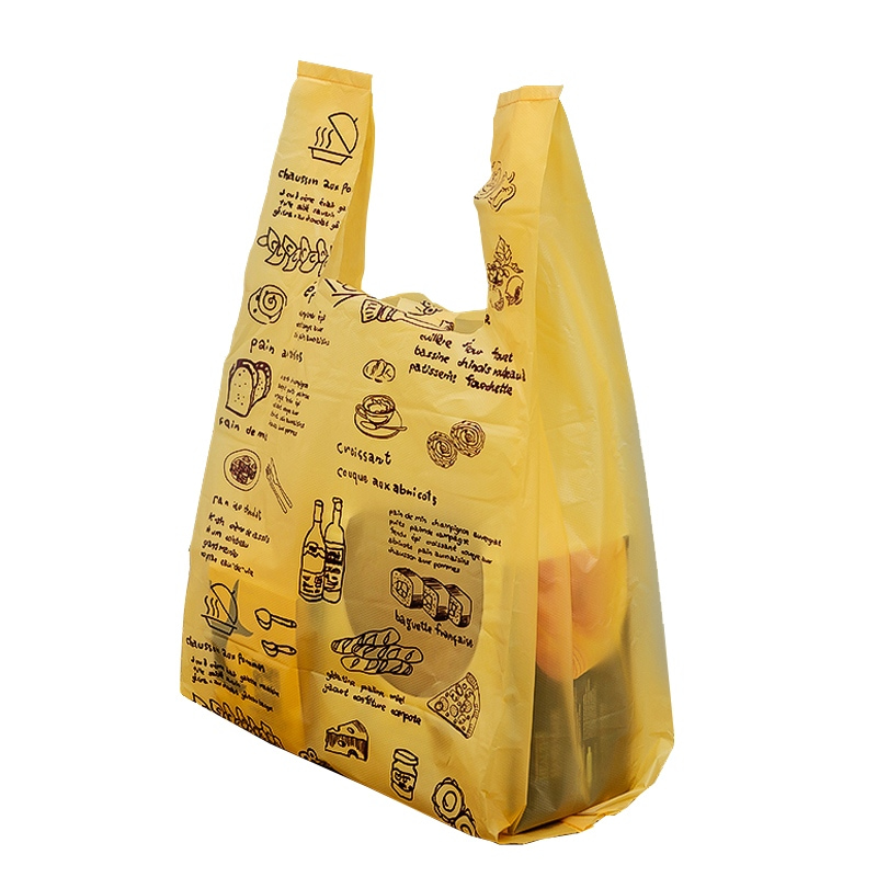 Vibrant yellow t-shirt-shaped plastic bag