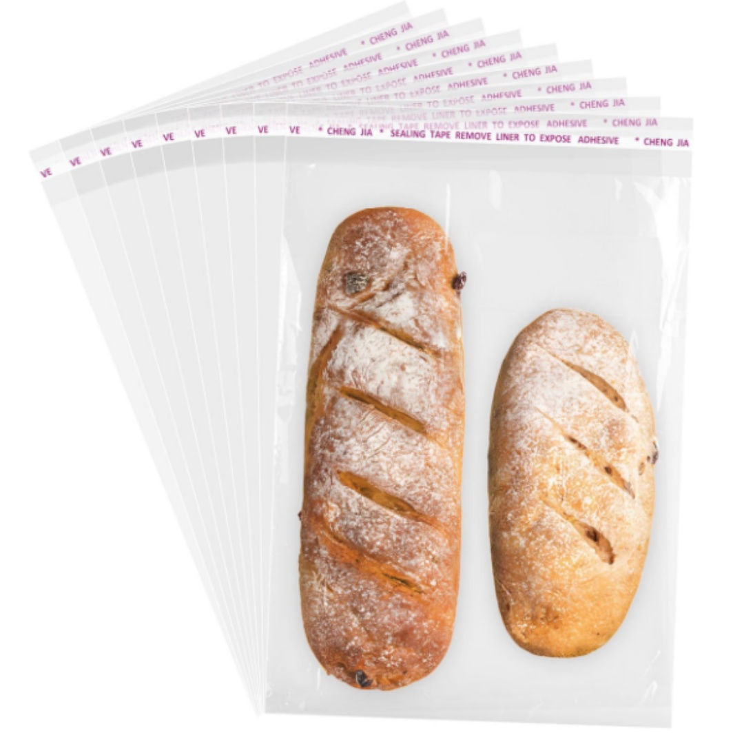 Transparent self-adhesive bag for baked goods