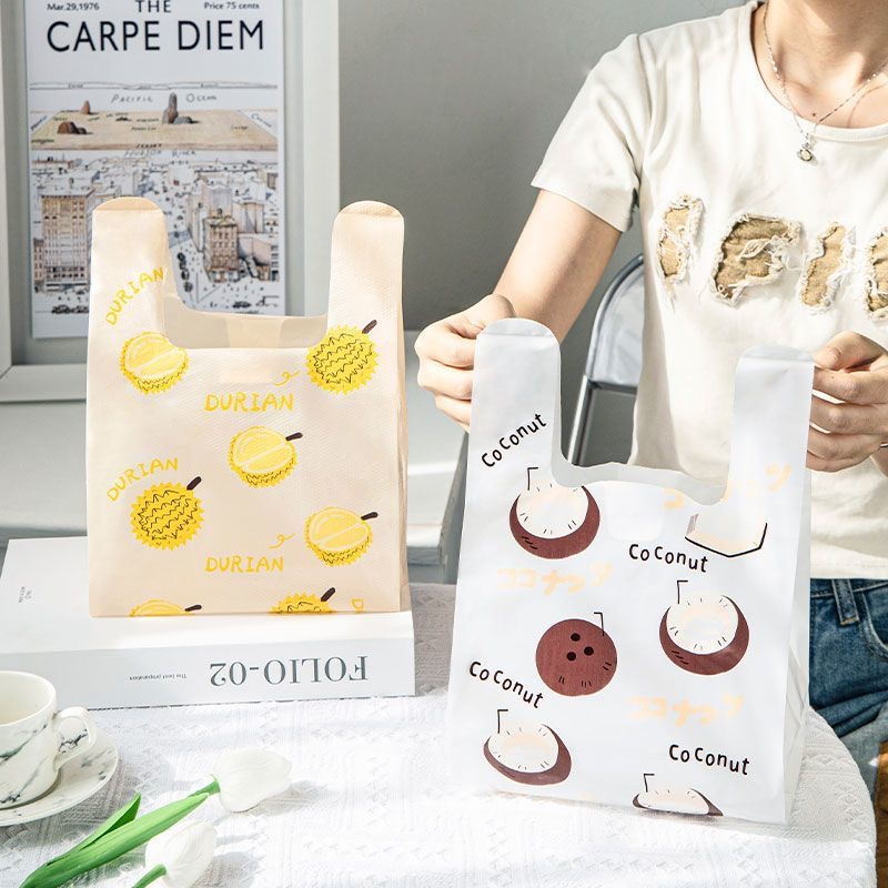 Plastic Vest Packing Bag with Fruit Logo Print