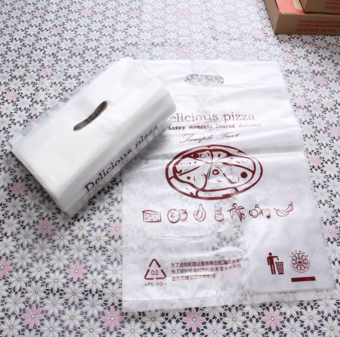 Disposable Plastic Pizza Bags with Handles – Perforated