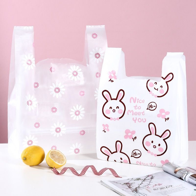 Plastic Vest Packing Bag Flower Logo Print
